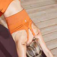 Seamless Long Dynamic Yoga Sports Bra - Orange/Silver