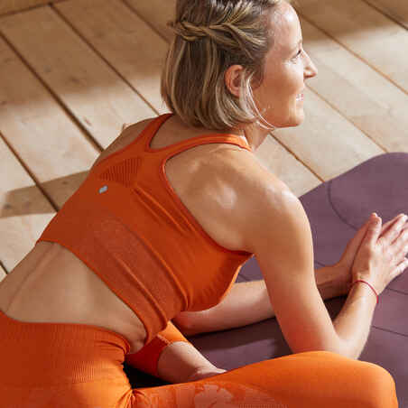 Bustier lang nahtlos dynamisches Yoga orange/silber