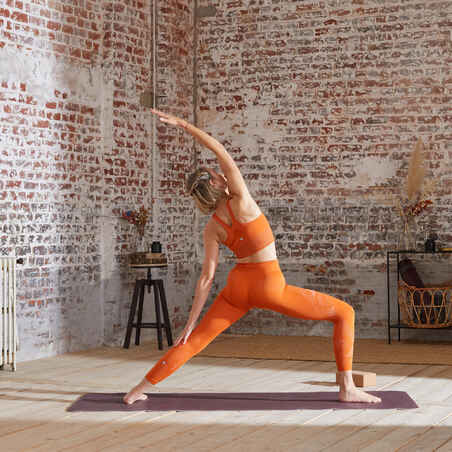 Seamless Long Dynamic Yoga Sports Bra - Orange/Silver