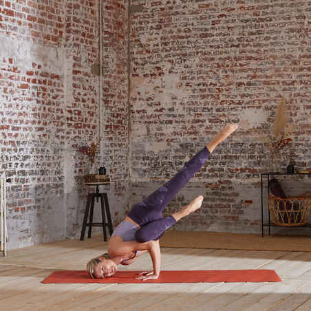 Seamless Long Dynamic Yoga Sports Bra - Mauve/Silver