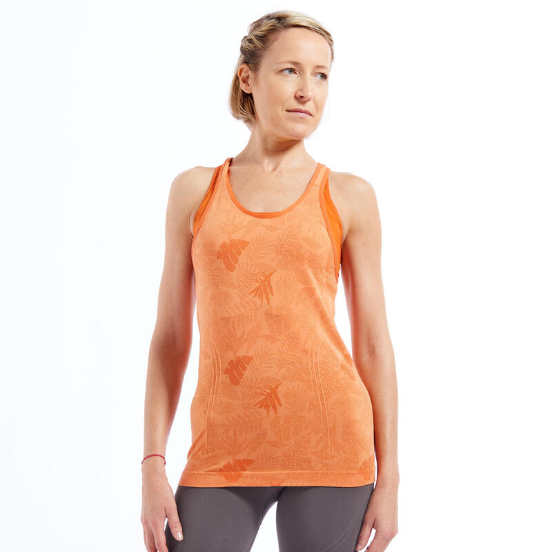 Women's Jacquard Seamless Dynamic Yoga Tank Top - Orange