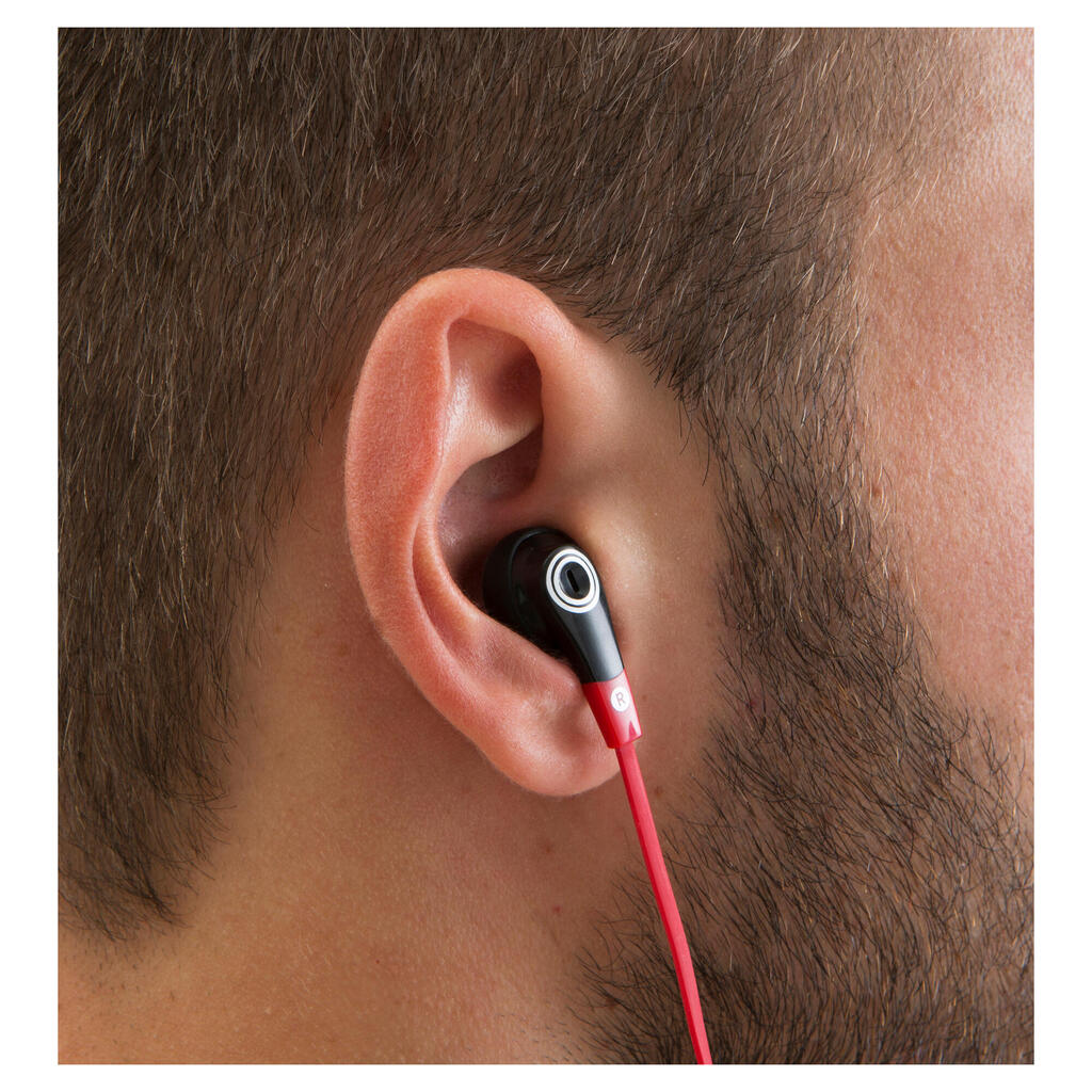 Ohrhörer Sport mit Kabel und Mikrofon ONear 300 schwarz/rot