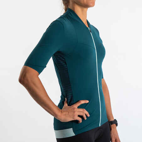 Women's Short-Sleeved Summer Road Cycling Jersey Endurance - Emerald