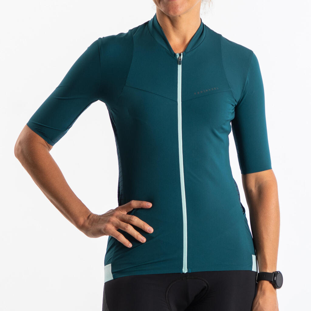 Women's Short-Sleeved Summer Road Cycling Jersey Endurance - Emerald