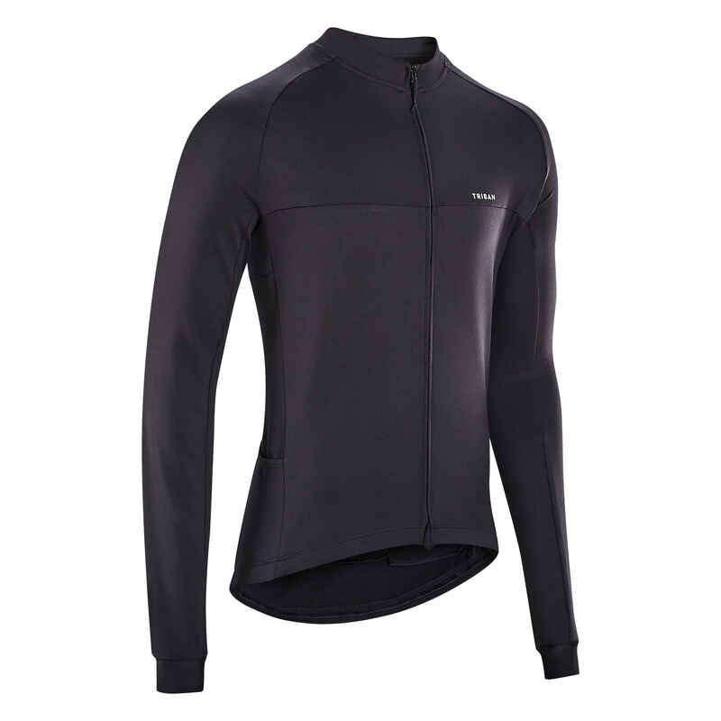 Radtrikot langarm RC100 Herren schwarz Radtrikot langarm RC100 Herren schwarz