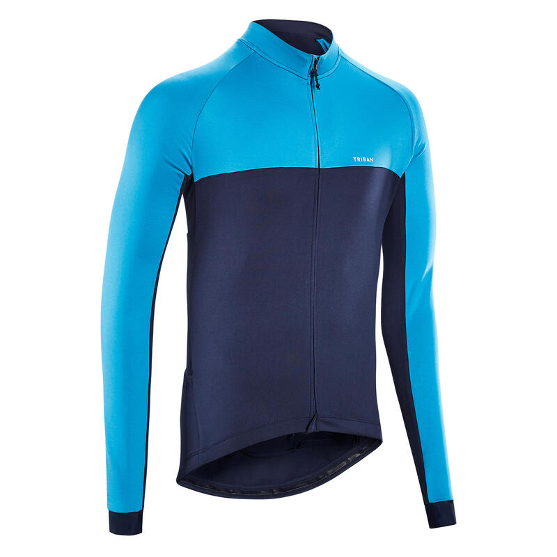 MAILLOT MANGA LARGA CICLISMO HOMBRE TRIBAN RC100 AZUL