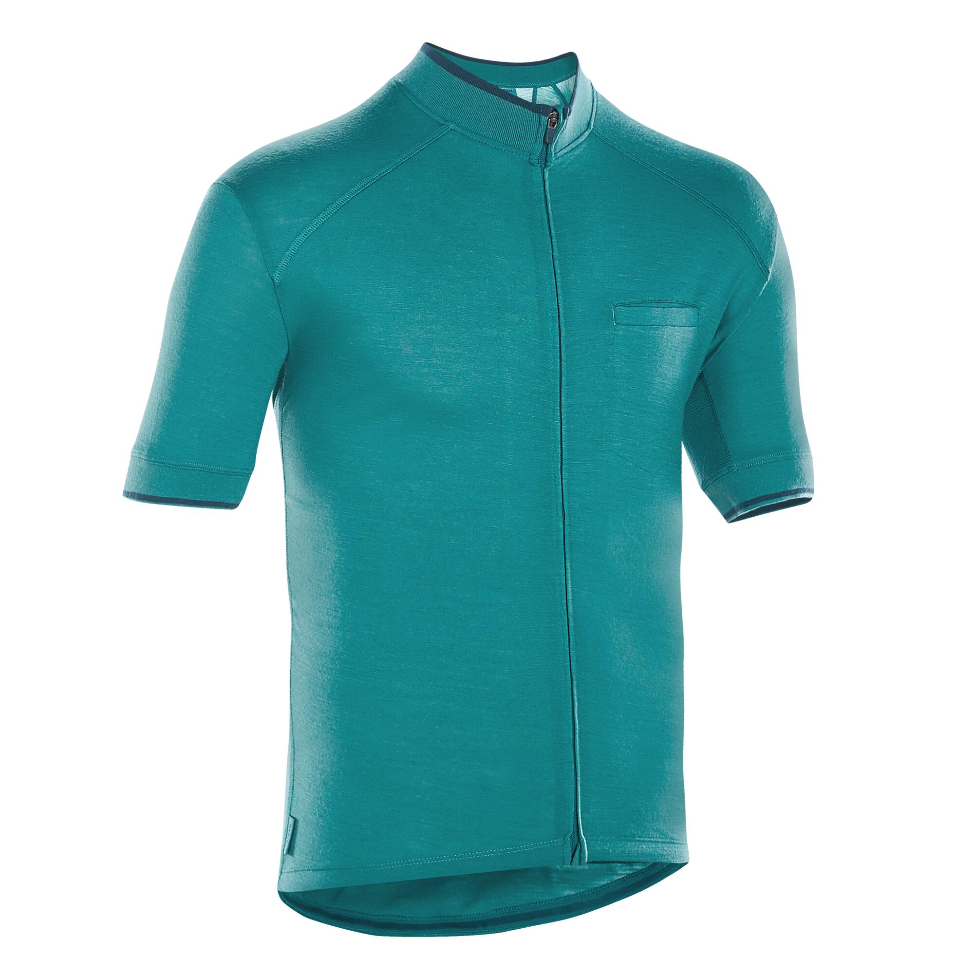 TRIBAN Men's Merino Short-Sleeved Cycling Jersey GRVL900 - Green