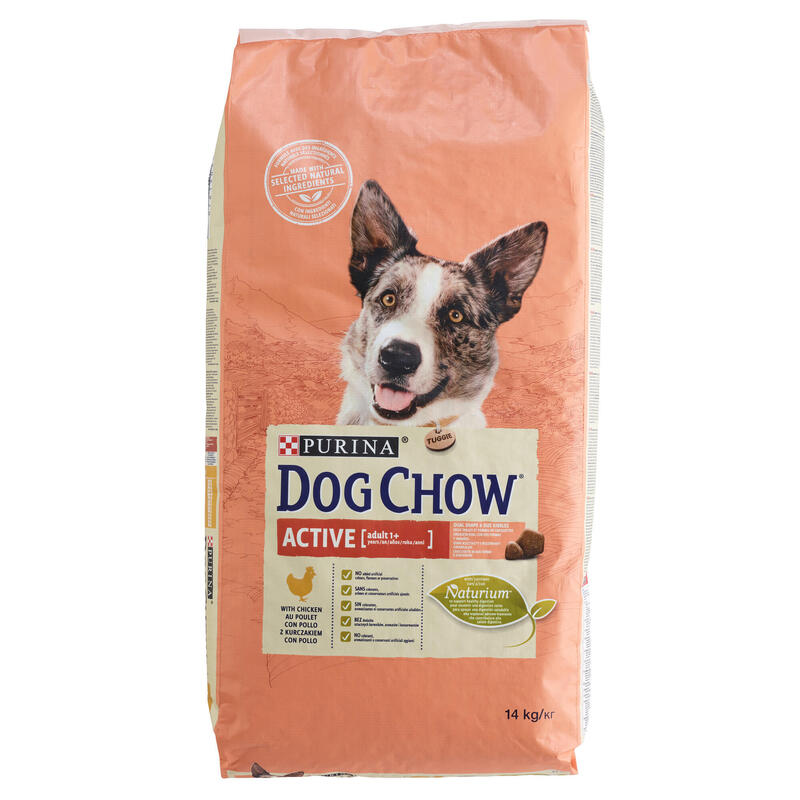 Kutyatáp Active DOGCHOW, felnőtt kutyák számára, csirkehússal, 14 KG 