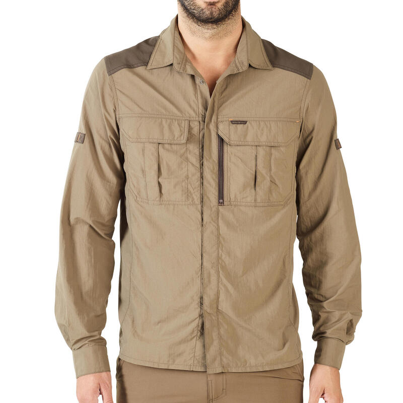 Erkek Uzun Kollu Avcılık Gömleği - Kahverengi - 520