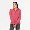 Women Sweater Half-Zip Fleece for Hiking MH100 Pink