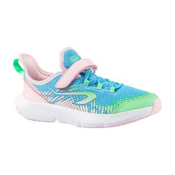 KIDS' RUNNING SHOES - AT FLEX RUN RIPTAB - BLUE AND PINK