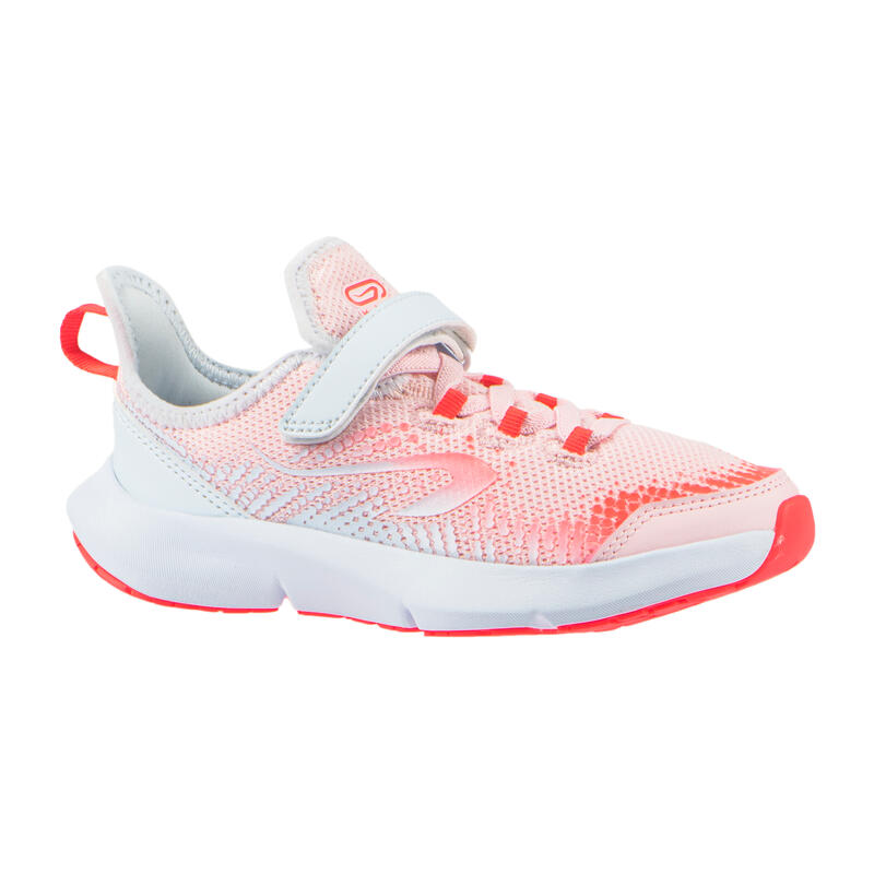 Dětské boty na suchý zip na atletiku AT Flex Run růžovo-šedé 