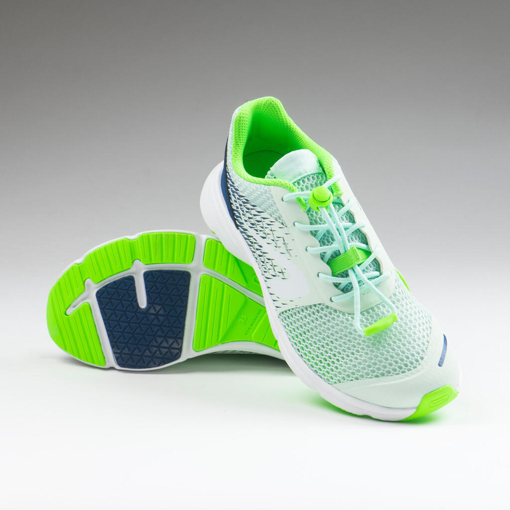 Kids' Running and Athletics Shoes AT Breath - light green and navy blue