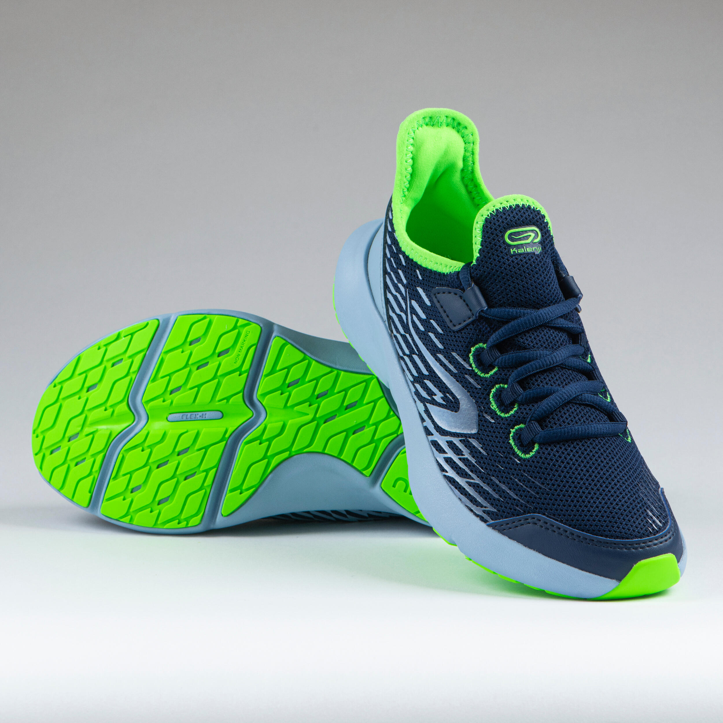 Lightweight and flexible lace-up trainers for children, AT Flex blue and green 3/15