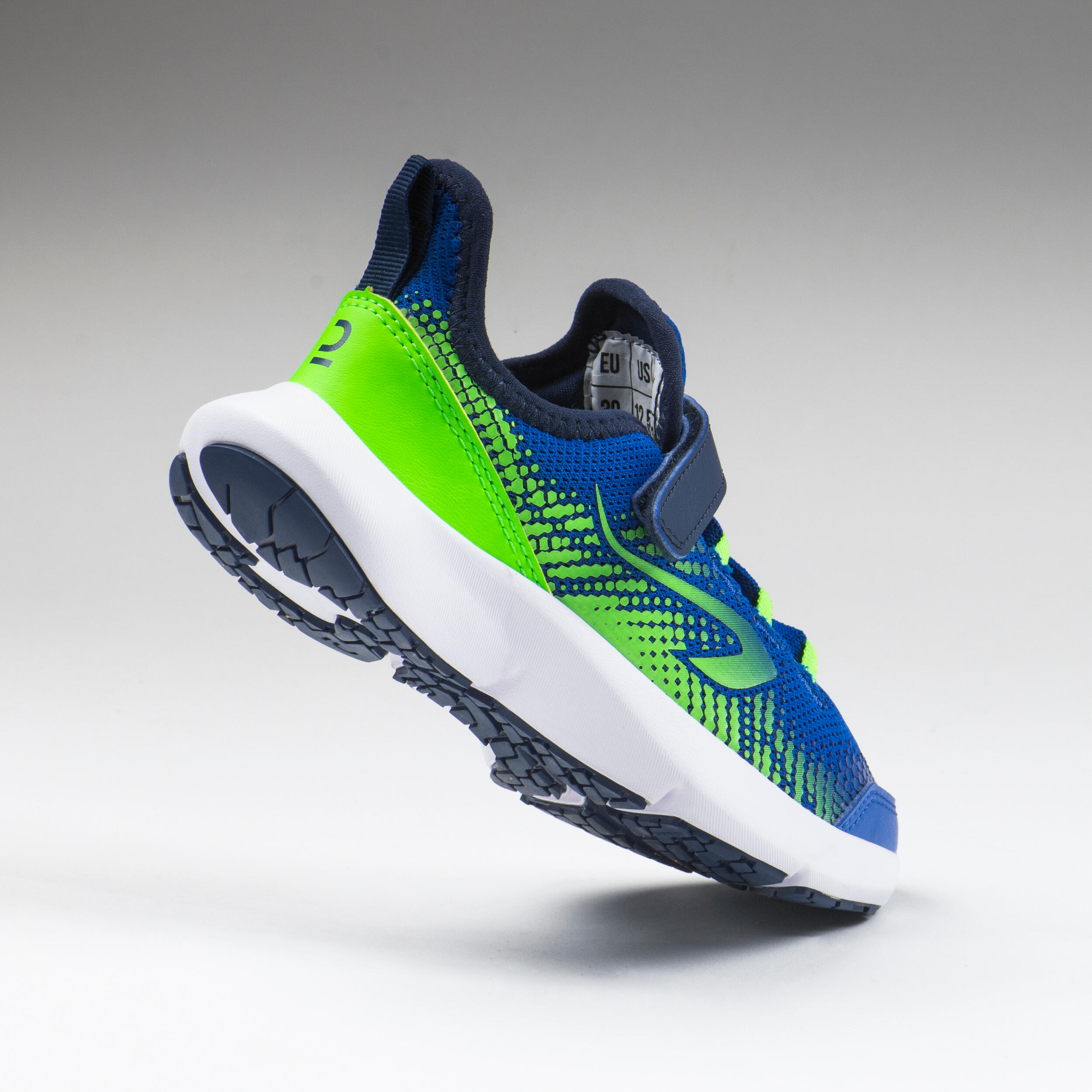 Lightweight and flexible children's velcro trainers, green and blue 5/6