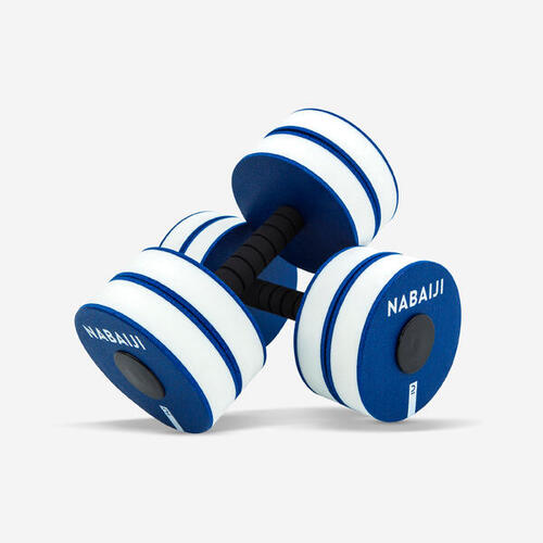 Paire d'halt&egrave;res aquatiques mousse aquagym bleu blanc