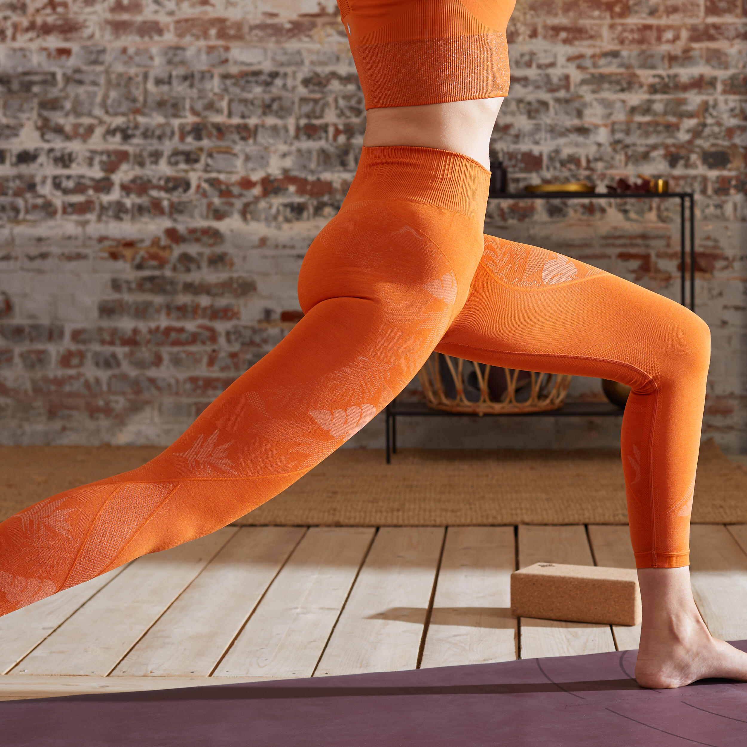 Seamless 7/8 Dynamic Yoga Leggings - Orange