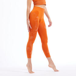 Naadloze 7/8-legging voor dynamische yoga oranje