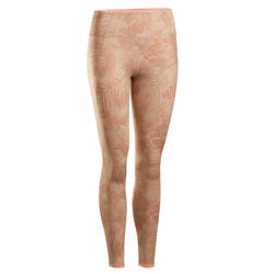 Omkeerbare legging voor dynamische yoga beige/koraalrood