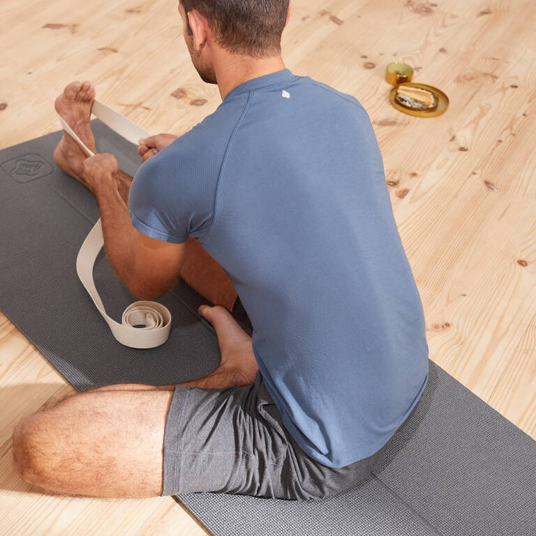 Men's Seamless Short-Sleeved Gentle Yoga T-Shirt - Blue/Grey