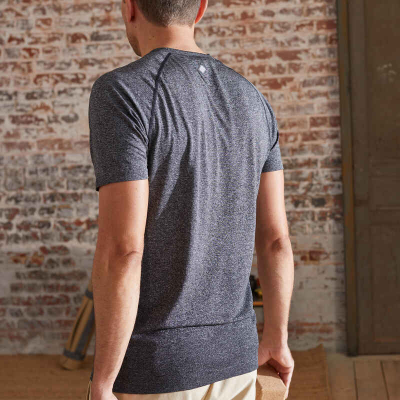 Men's Seamless Short-Sleeved Dynamic Yoga T-Shirt - Dark Grey
