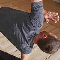 T-Shirt dynamisches Yoga nahtlos Herren dunkelgrau