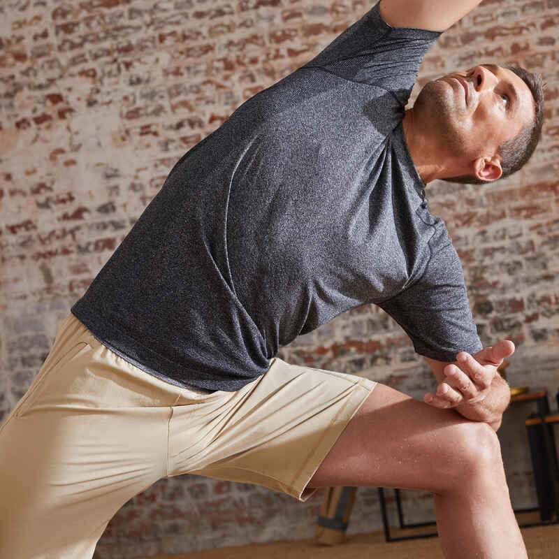 Men's Seamless Short-Sleeved Dynamic Yoga T-Shirt - Dark Grey