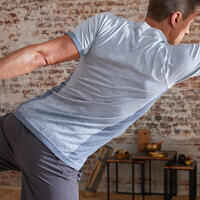 Men's Seamless Short-Sleeved Dynamic Yoga T-Shirt - Blue/Grey