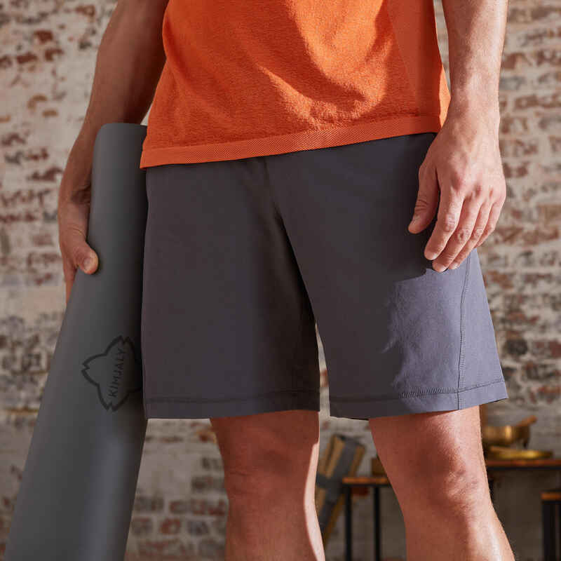 Shorts aus Stoff für dynamisches Yoga Herren grau