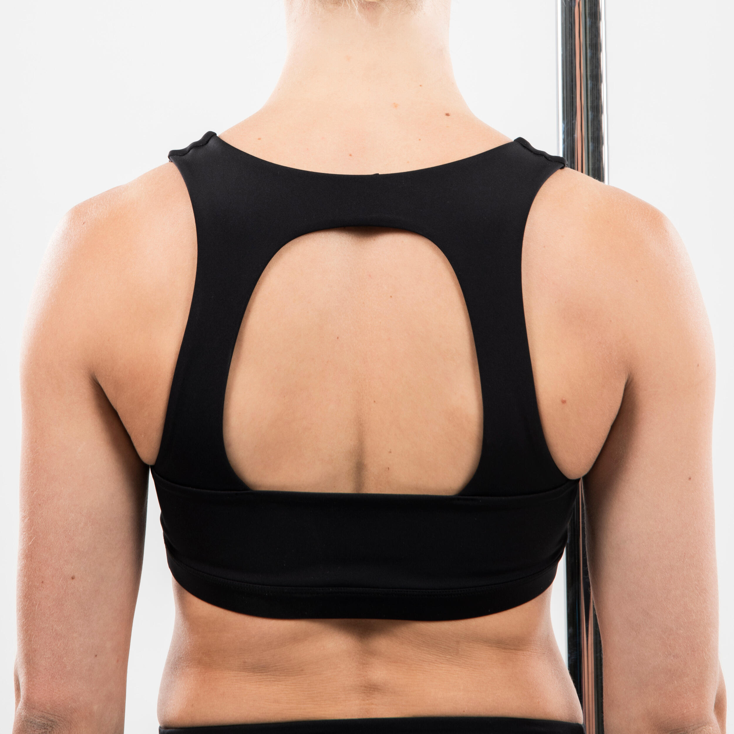 Women's Bi-Material Pole Dancing Bra with Detachable Pad - Black 4/5