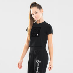 Soepel T-shirt voor moderne dans meisjes zwart