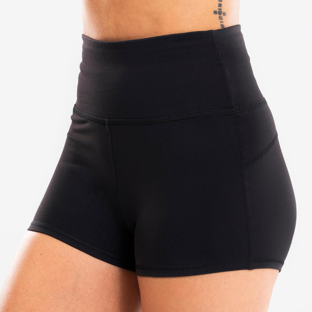 Shorts Tanzen Modern Dance Damen hoher Taillenbund - schwarz 