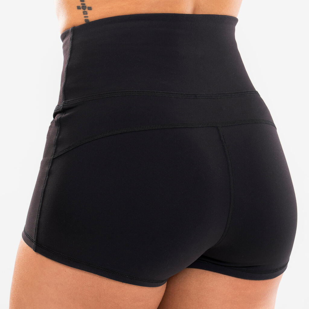 Shorts Tanzen Modern Dance Damen hoher Taillenbund - schwarz 