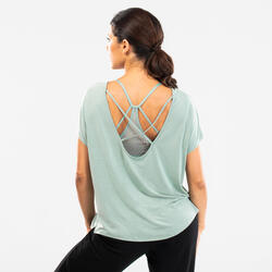 Soepel T-shirt voor moderne dans dames lichtgroen met print