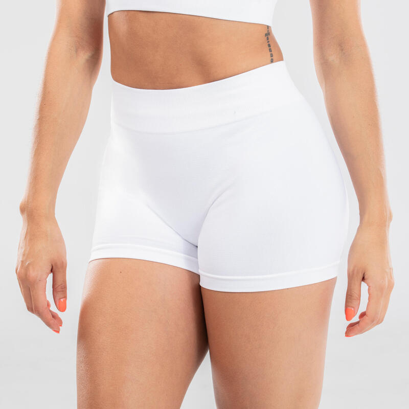 Naadloze dansshort met hoge taille voor modern jazz voor dames wit