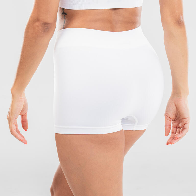 Naadloze dansshort met hoge taille voor modern jazz voor dames wit