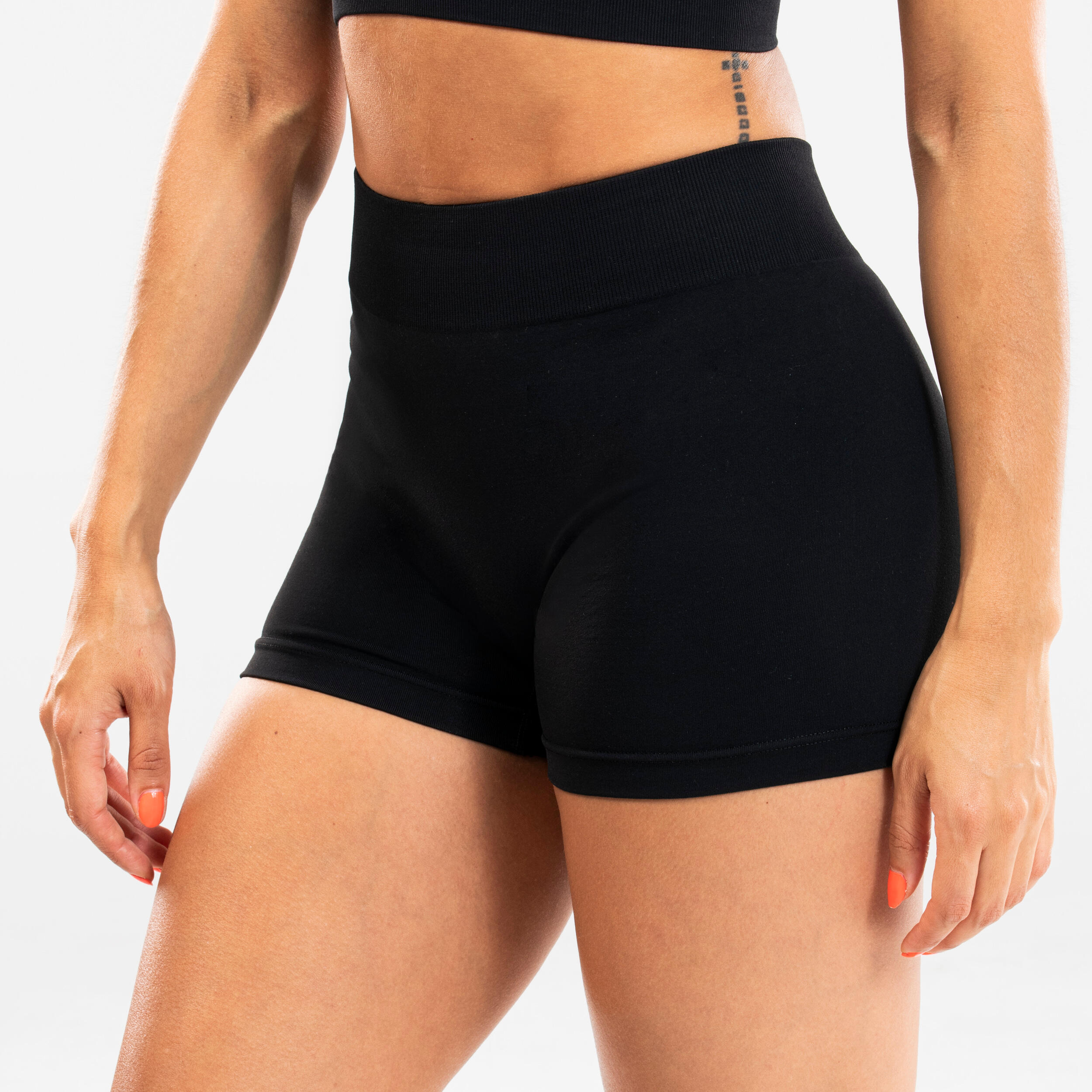 Women's high-waisted seamless jazz modern dance shorts - black