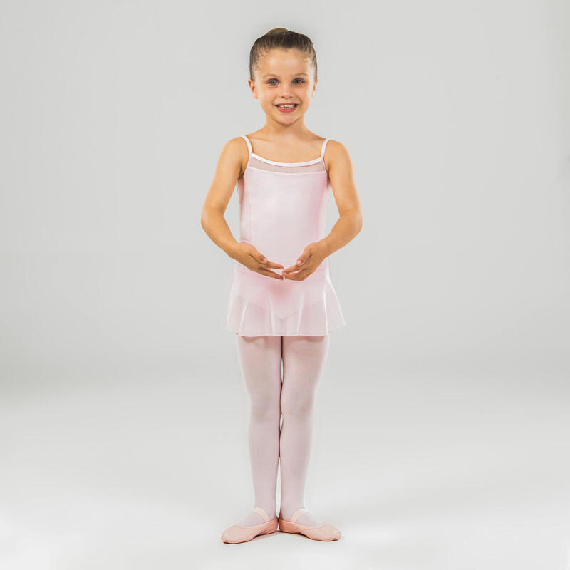 Dívčí baletní dres s tenkými ramínky růžový