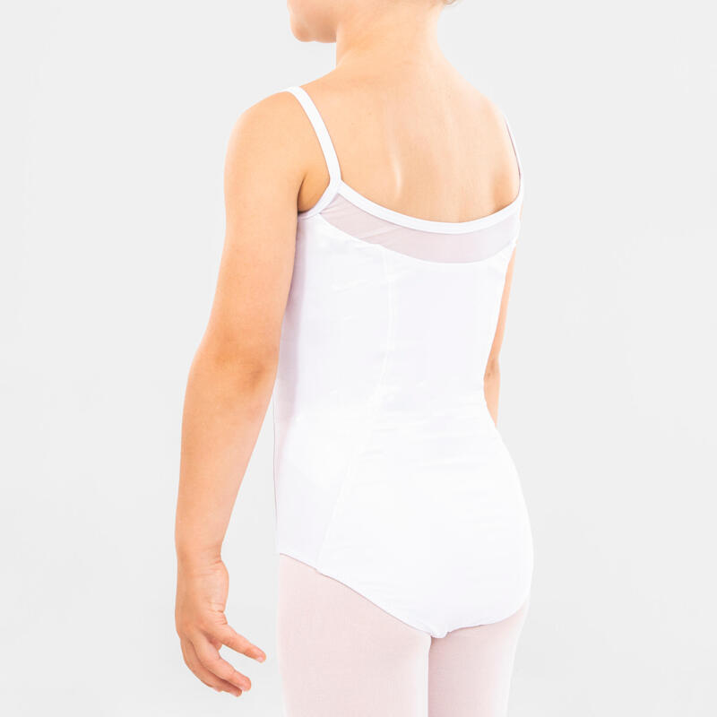 Dívčí baletní dres s tenkými ramínky bílý