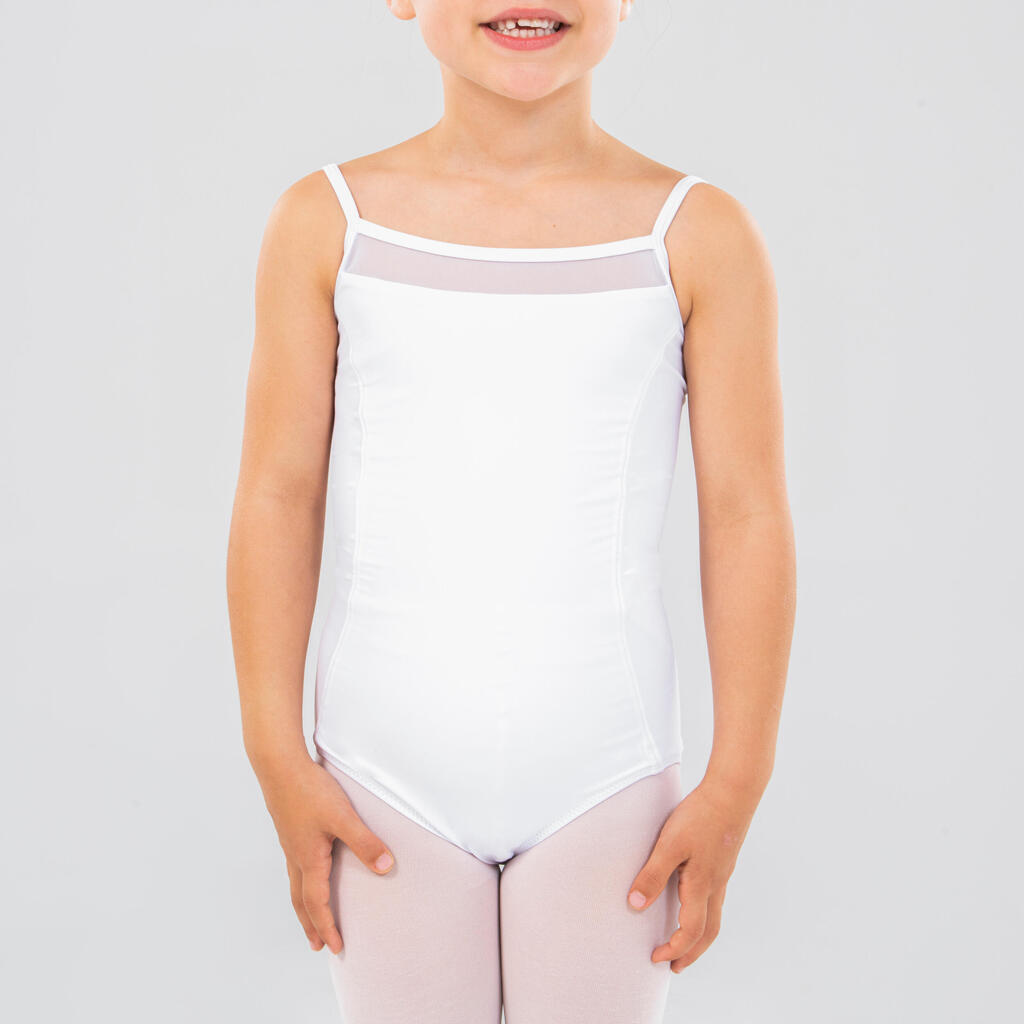 Dievčenský baletný trikot na ramienka biely