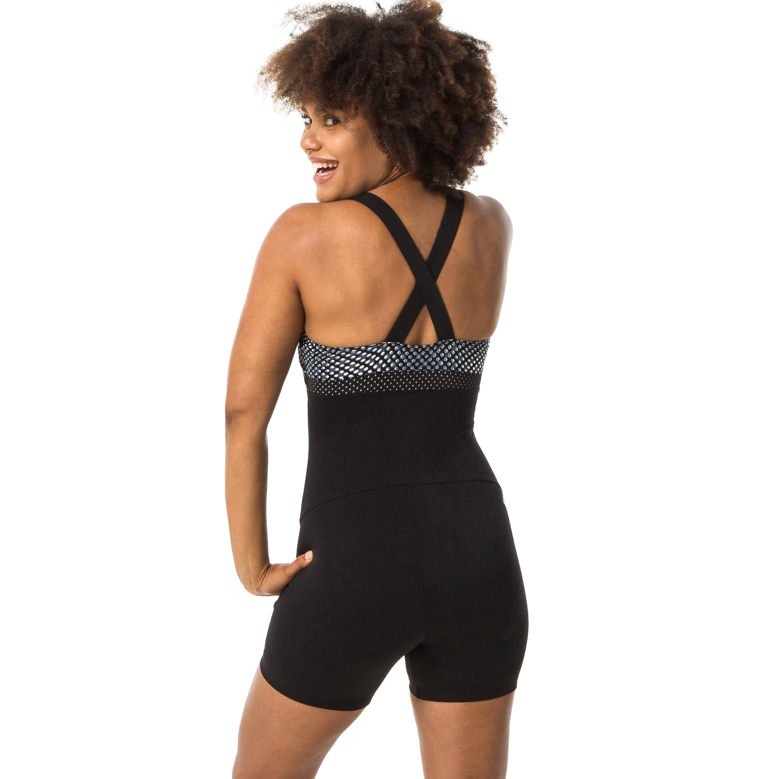 Women's Aquafit-Aquabiking Shorty 1-Piece Swimsuit Elea Bul Black Grey -  4