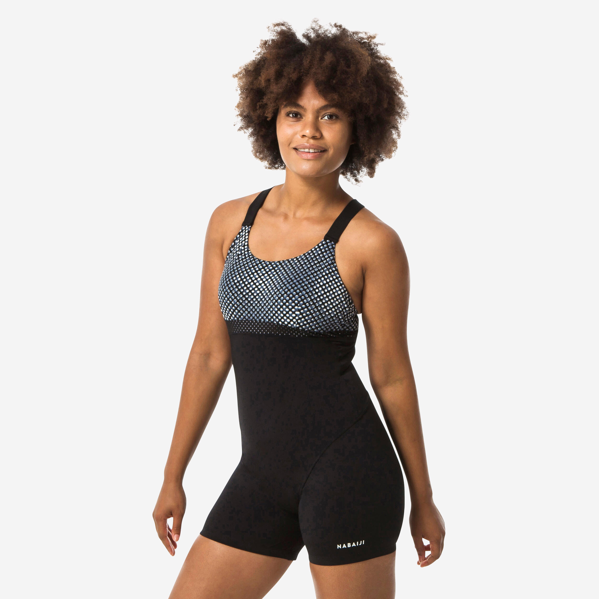 Maillot de bain shorty 1 pièce femme - Elea Bul noir/gris - NABAIJI