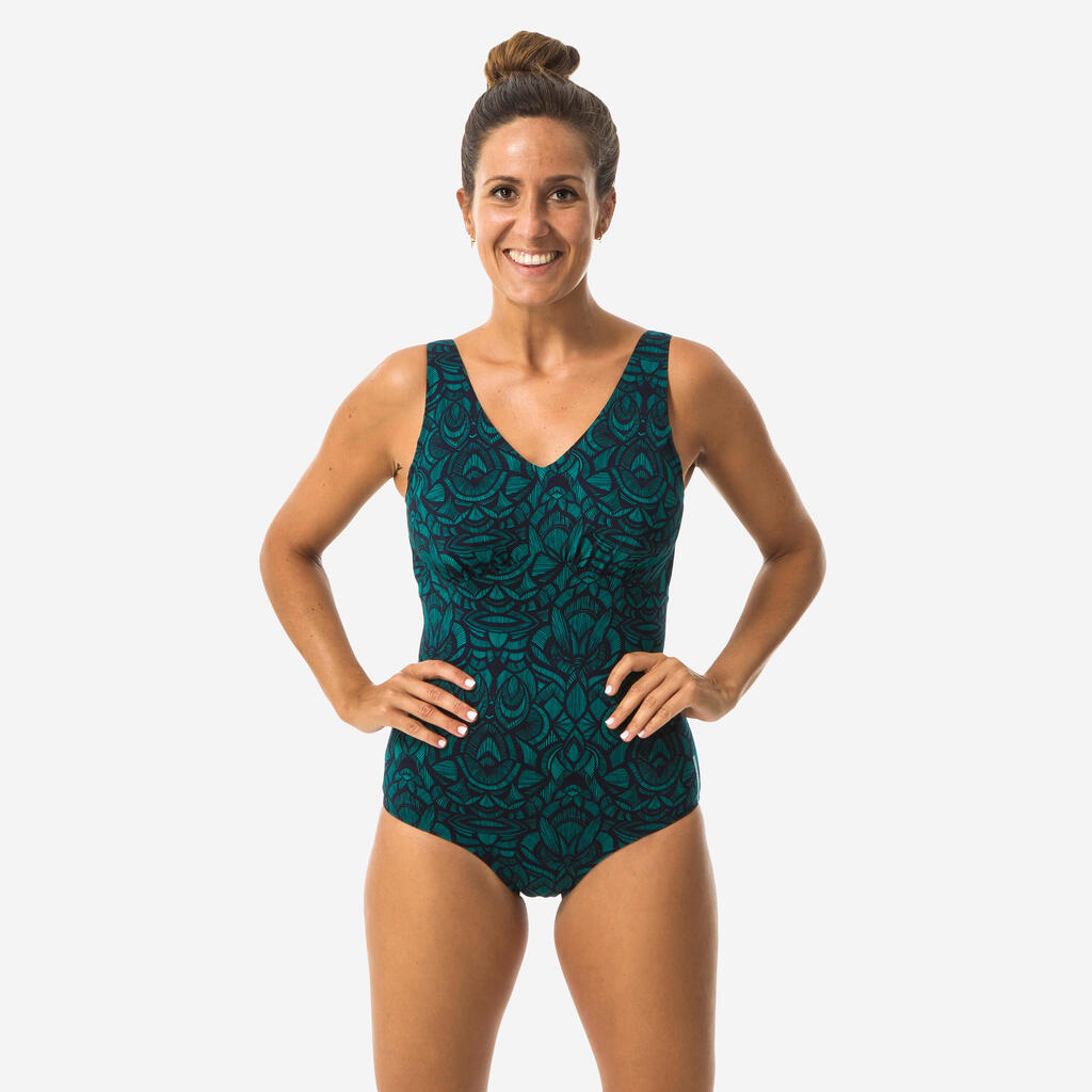 Moteriškas vientisas maudymosi kostiumėlis „Romi Nick“, juodas, žalias