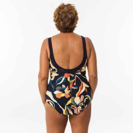 Women's One-Piece Aquafitness Swimsuit Karli Flo - Blue Orange