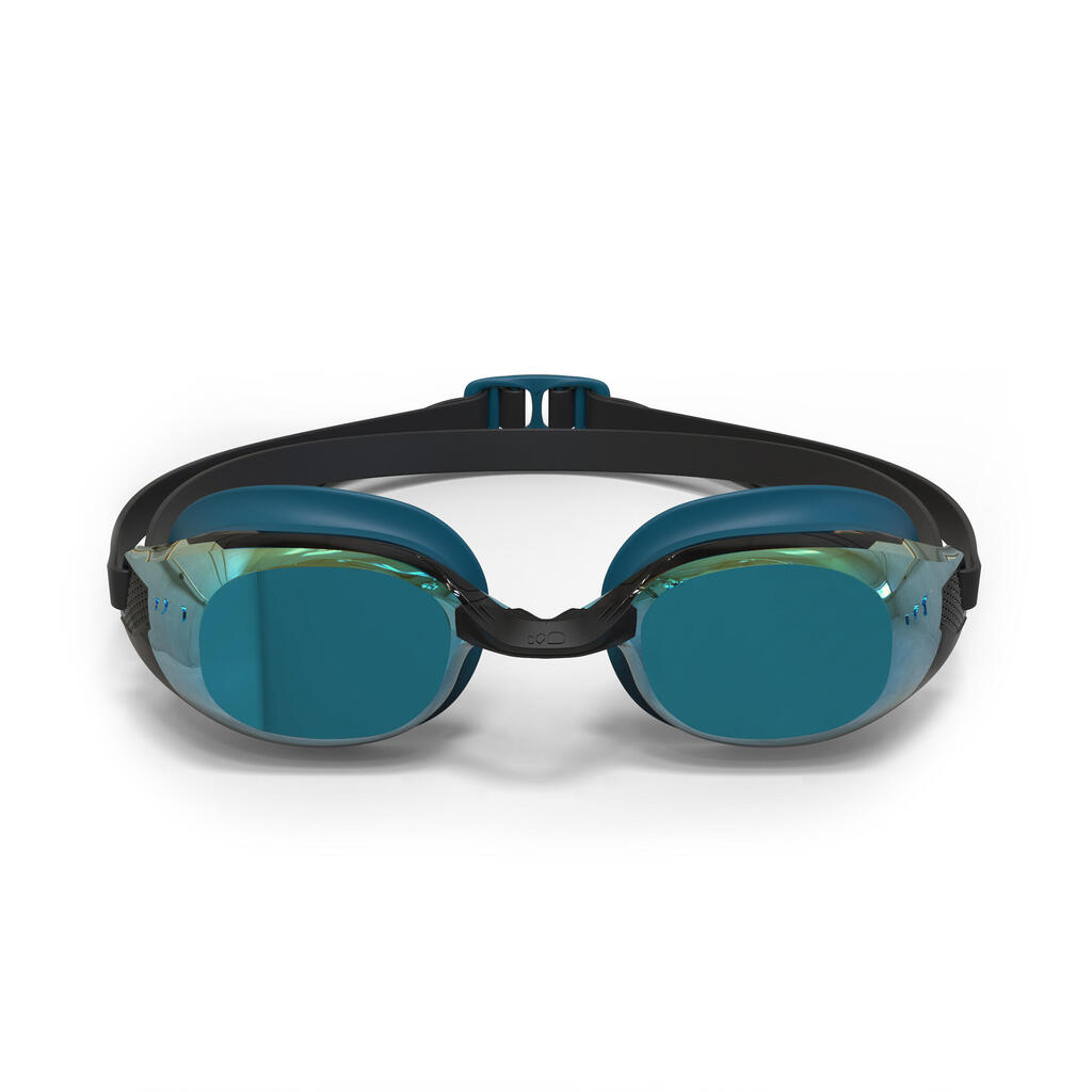 Plavecké okuliare BFit zrkadlové sklá jednotná veľkosť čierno-oranžové