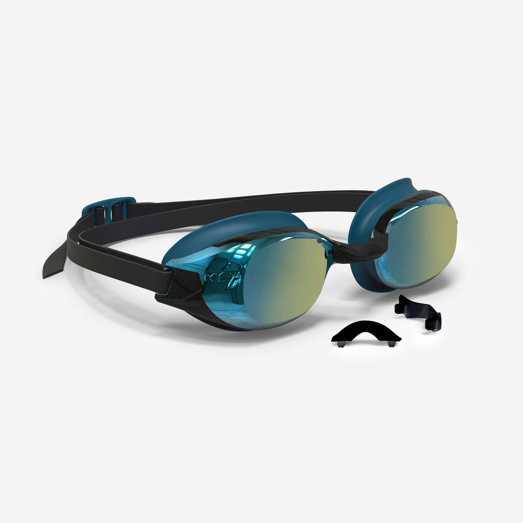 Lunettes de natation bfit - verres miroirs - taille unique - noir bleu