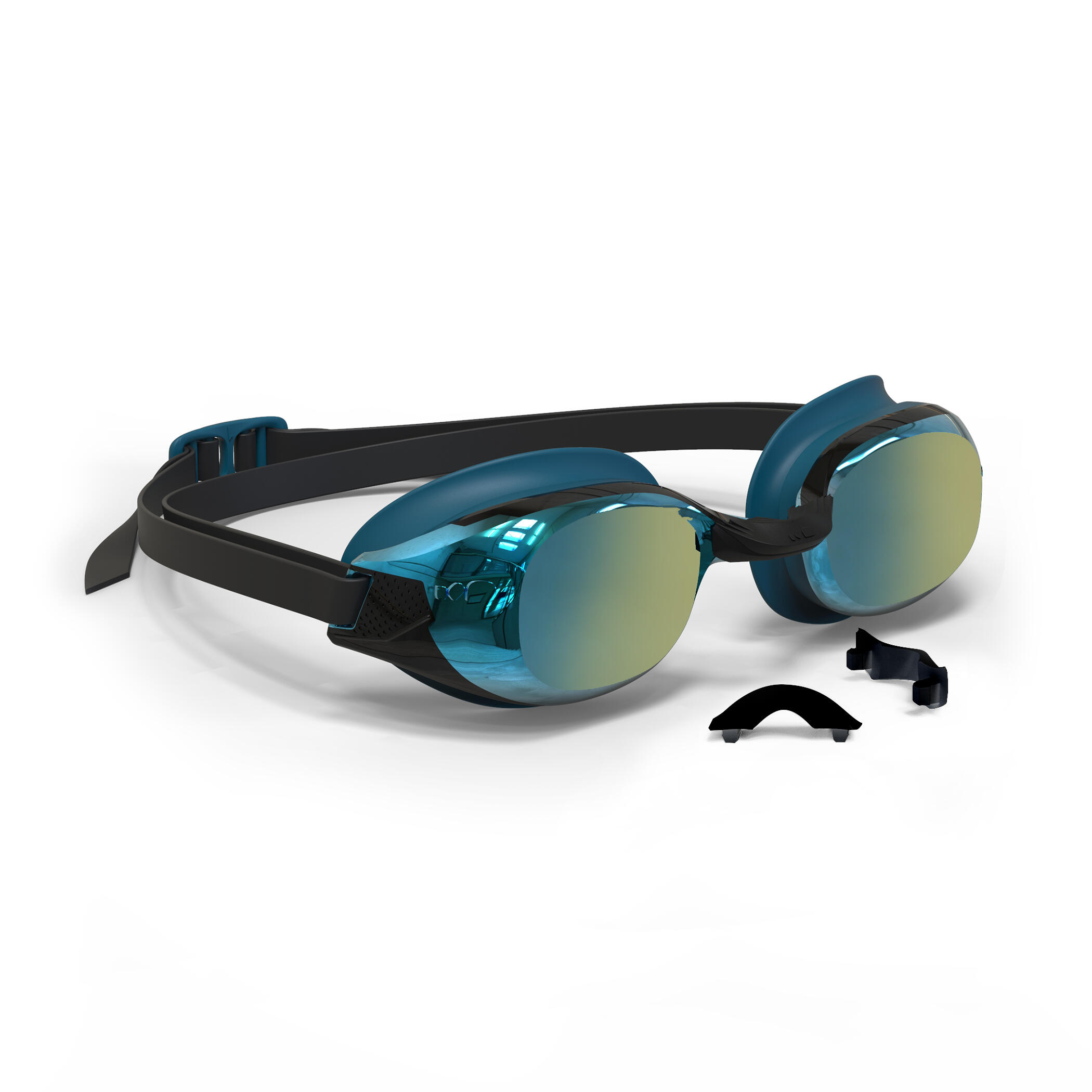 Lunettes de natation verres miroir - BFit noir/bleu - NABAIJI