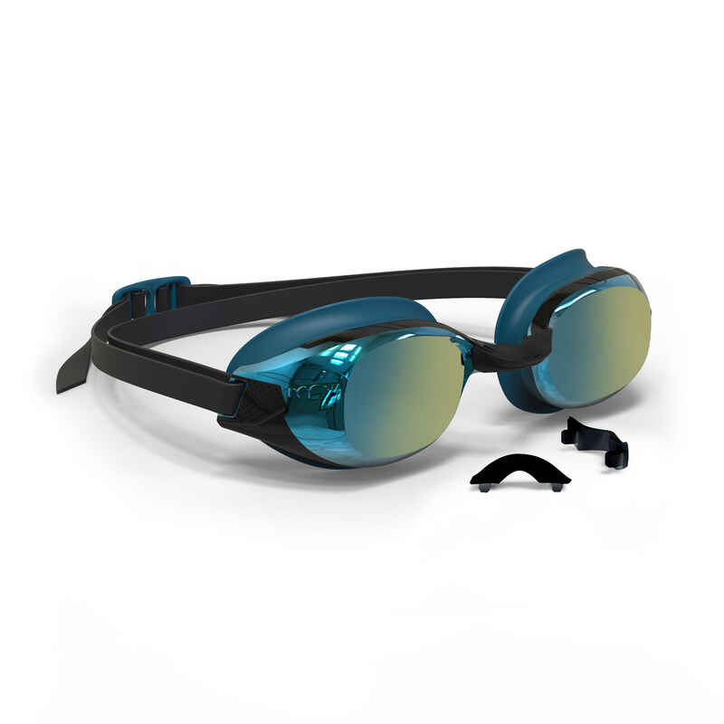 نظارة سباحة بعدسات عاكسة للكبار - أزرق/أسود