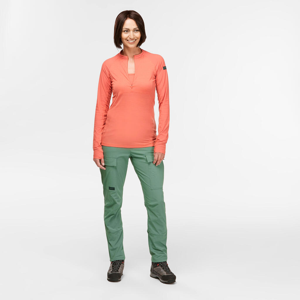 Zelene ženske pantalone za treking TROPIC 900