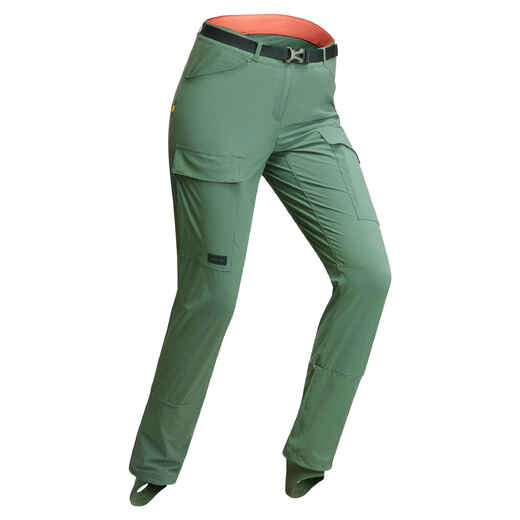 
      Pantalón antimosquitos de trekking tropical para Mujer Forclaz tropic500 verde
  